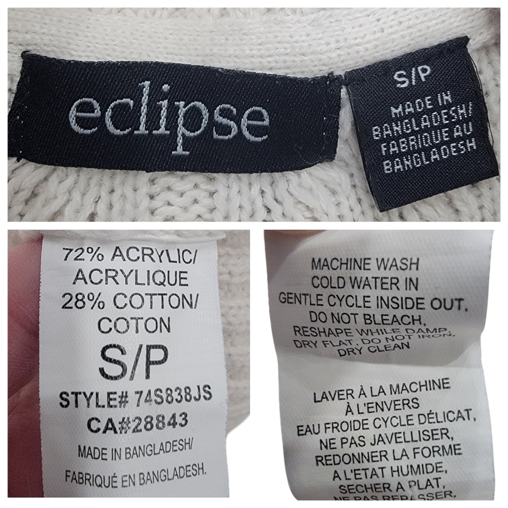 Eclipse Mitered Turtleneck Sweater Knit Neutral Cream White Pullover Wom… - Picture 14 of 16